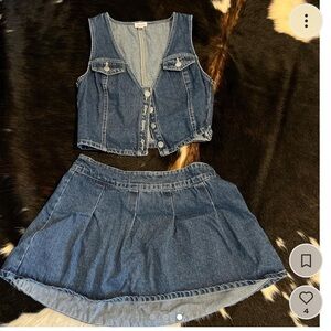 Le Lis Denim Vest and Skirt